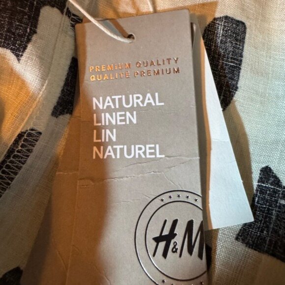 H&M Women Linen Tank Cami Button Up Large Lagom Artsy Beachy Lagenlook Cream NWT - Picture 6 of 8